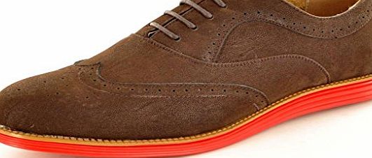 My Perfect Pair Mens Dark Brown Casual Formal Lace Up Brogue Designer flat Shoes ( Size 8, Dark Brown)