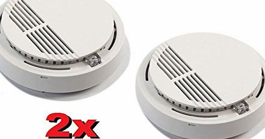 my_workshop2001 2x Smoke Alarm Fire Indicator Pair of Cordless Smoke Detector Flash Photoelectric