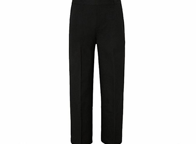 MYSHOESTORE BOYS KIDS SCHOOL UNIFORM TROUSERS STURDY PULL UP HALF ELASTICATED FORMAL PANTS (6 - 7 Years, Black)