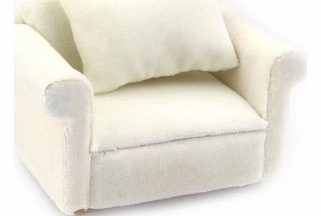 MyTinyWorld Dolls House Miniature White Padded Arm Chair