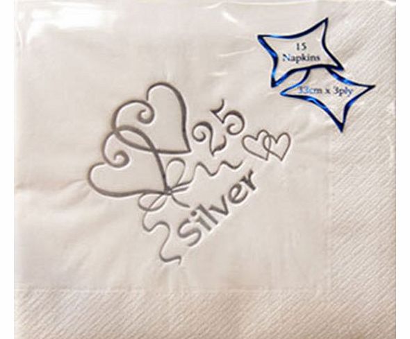 Napkins Luxury 25th Silver Wedding Anniversary Napkins