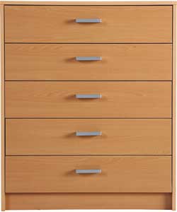 5 Drawer Chest - Beech Effect