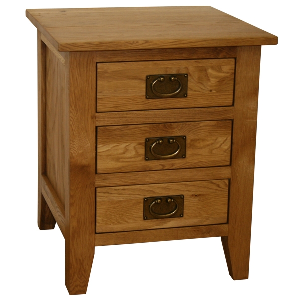 Natasha Solid Oak 3 Drawer Bedside Cabinet