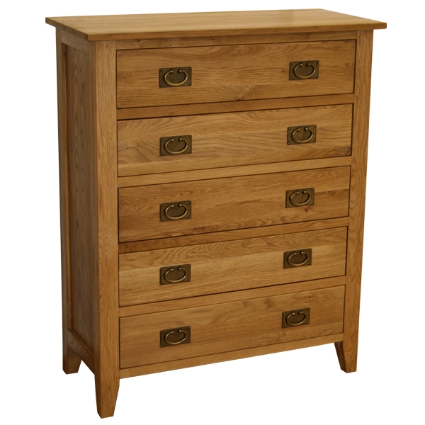 Natasha Solid Oak Large 5 Drawer Chest