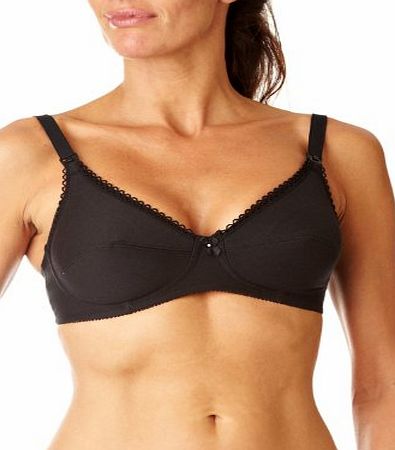 Naturana sold by Essential Wear NATURANA BLACK WHITE NURSING MATERNITY BRA ALL SIZES 34 36 38 40 42 44 B C D DD E F (34D, Black)