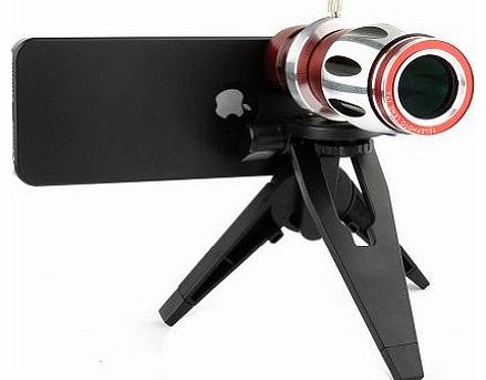 17x Optical Zoom Aluminum Telephoto Telescope Camera Lens + Tripod + Case For Apple iPhone 5S