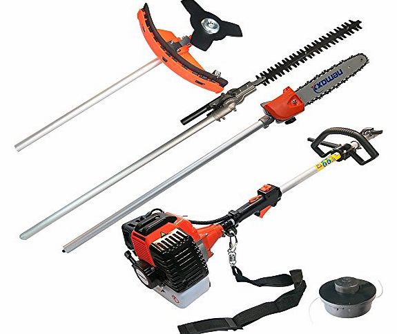 Nemaxx MT52 4 in 1 Garden Tool Hedge Trimmer Chainsaw Petrol Grass Strimmer Pole Pruner