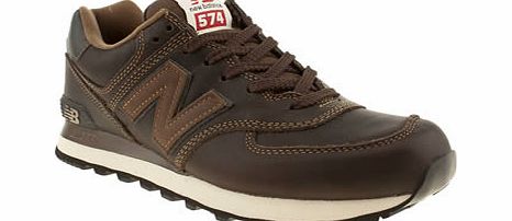 New Balance Dark Brown 574 Leather Trainers