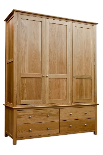 Oak Triple Gents Wardrobe with 3