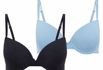 2 Pack Light Blue and Navy T-Shirt Bras 3229629