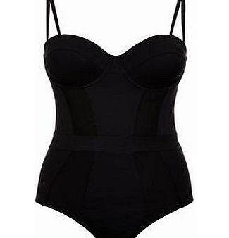 New Look Black Mesh Panel Swimsuit 3278328