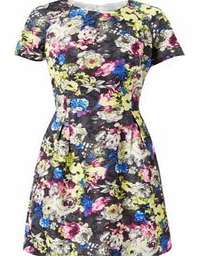 Blue Crepe Floral Print T-Shirt Dress 3153758