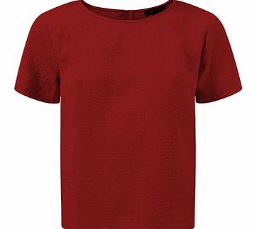 Burgundy Diamond Embossed Boxy T-Shirt 3303745