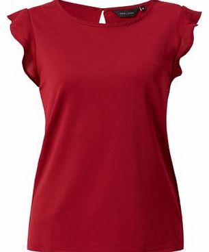 Burgundy Ruffle Sleeve T-Shirt 3238696