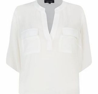 New Look Cream Pocket Front Chiffon Blouse 3296278