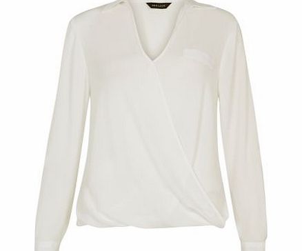 New Look Cream Wrap Front Long Sleeve Blouse 3397246