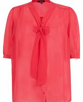 Inspire Bright Pink Pussybow Chiffon Blouse