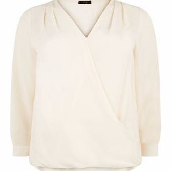 New Look Inspire Shell Pink Long Sleeve Wrap Blouse 3315226