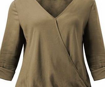 New Look Khaki Wrap Front Roll Sleeve Blouse 3364061