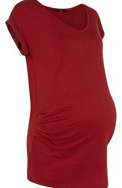 Maternity Dark Red Plain T-Shirt 3232347