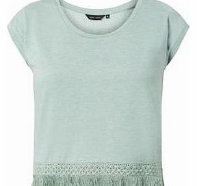 Mint Green Fringe Hem T-Shirt 3163201