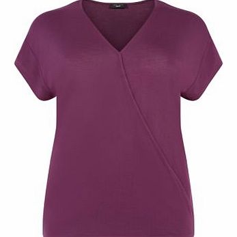 Purple Crepe Wrap Front T-Shirt 3245595