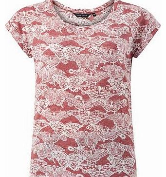 Red Oriental Butterfly Print T-Shirt 3184998