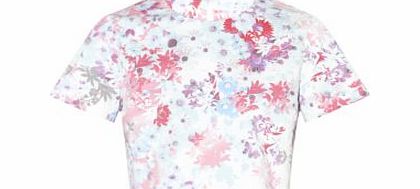 White Floral Print Crop T-Shirt 3088707