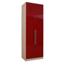 New York 2 Door Wardrobe Oak Effect and Gloss Red