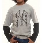 NYY Junior Long Sleeve Top Grey/Black