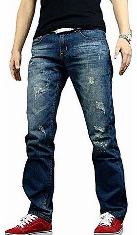 newfacelook New Stylish Ripped Fashion Designer Denim Blue Mens Jeans Trouser Pants