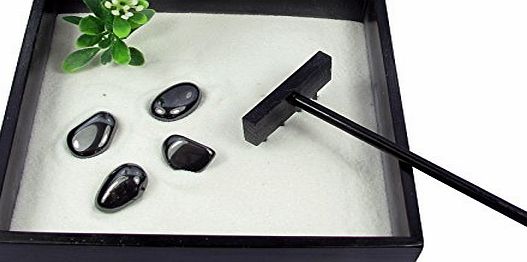 Newquay-Bonsai Small Zen Garden with Hematite Tumblestones. Feng Shui, Buddhism, Oriental AW