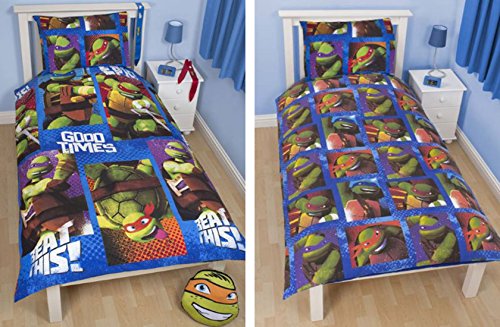 TEENAGE MUTANT NINJA TURTLES Reversible Duvet Single Bed Set Duvet Quilt Cover and Pillow Case