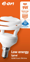 9 Watt Spiral Low Energy Bulb - 45watt equivalent