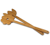 Bamboo Flower Shaped Salad Servers - eat green