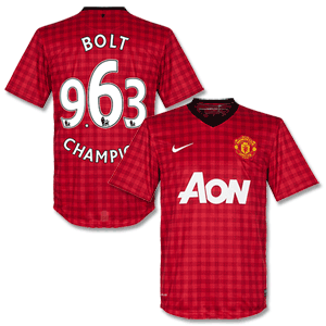 Nike 12-13 Man Utd Home Shirt   Bolt Champion 9.63