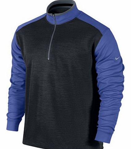 Nike 2013 Nike Dri-Fit 1/2 Zip Golf Mens Cover-Up-Black/Game Royal-Small