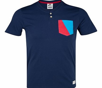 Barcelona Henley Pocket T-Shirt - Midnight Navy