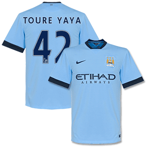 Nike Man City Home Toure Yaya No.42 Shirt 2014 2015