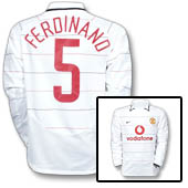Manchester United European Shirt Long Sleeve 2003/05 - with Ferdinand 5 printing.