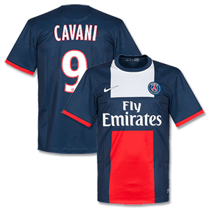 PSG Home Shirt 2013 2014 + Cavani 9