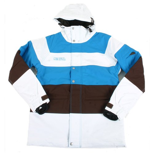 Ladies Nikita Airbag Jacket White / Cyan / Brown