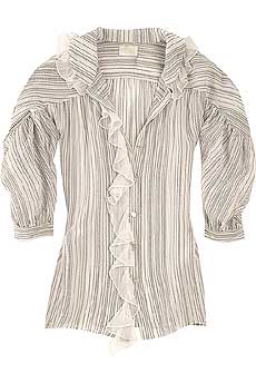 Nina Ricci Striped Ruffle Blouse