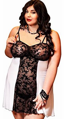 Nine X - Seductive Lace Panel Babydoll S-6XL 8-26 ``Bridget`` Plus size Lingerie White 4XL 2