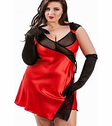 Nine X -satin babydoll with sexy see through lace panelling S- 6XL, 8-24, 4 Colours, Plus Size Red 3XL g