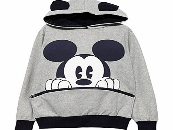 Ninimour New Double Zip Designer Womens Ladies Hoodies Sweatshirt Top Sweater Hoodie Jacket Coat (M, Gray Mickey)