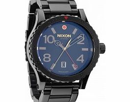 Nixon Mens Diplomat SS All Black Polished Gold