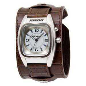 Nixon Mens Mens Nixon The Rocker Watch. Silver Brown Croc