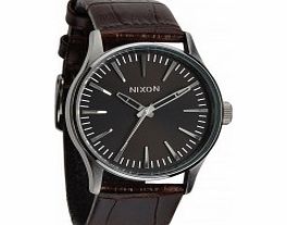 Nixon Mens Sentry 38 Brown Gator Watch