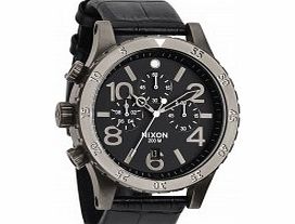 Nixon Mens The 48-20 Chrono Leather Black Gator